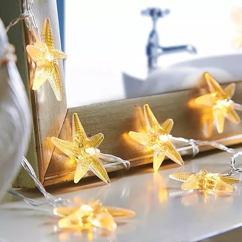 Star Fish Shell Fairy Strings Light, Garland LED Lamp For Holiday, Camping Wedding Birthday Beach Party Night Star Fish Shell Fairy Strings Light, Garland LED Lamp For Holiday, Camping Wedding Birthday Beach Party Night